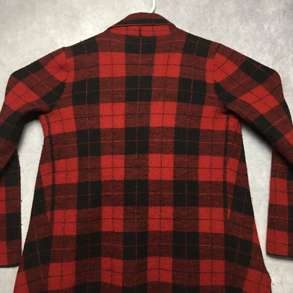 Lauren Ralph Lauren RL Womens Wool Wrap Coat Red Black Plaid - size Small‎ - Picture 6 of 16